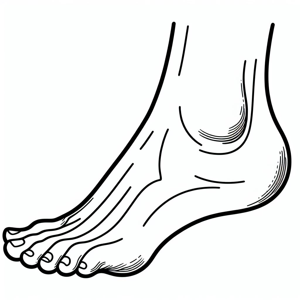 A black and white drawing of a foot 2