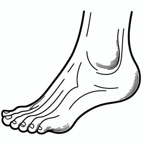 A black and white drawing of a foot 2