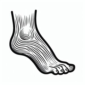 A black and white drawing of a foot 5