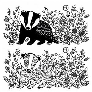 Badgers in the Flowers
