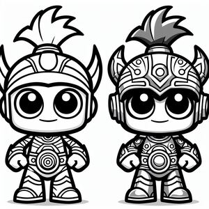 A couple of cartoon character coloring pages