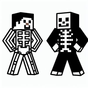 Một bức tranh đen trắng của một bộ xương và một bộ xương