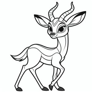 A cartoon antelope with horns and big eyes