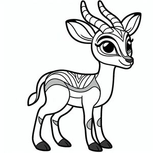 A cartoon deer with big eyes and horns