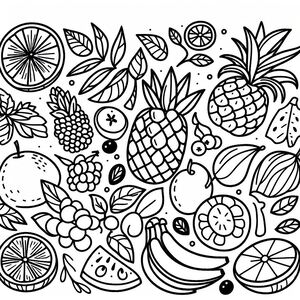 A black and white drawing of fruit