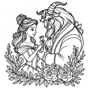 Disney princess and beast coloring pages
