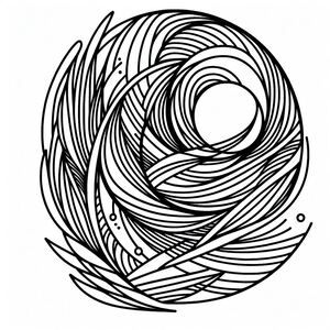 A black and white drawing of a circular object