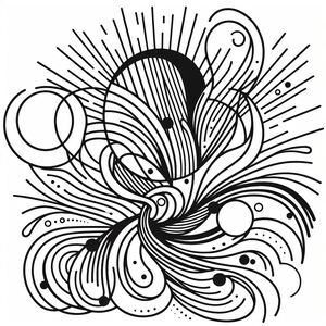 A black and white drawing of an abstract design