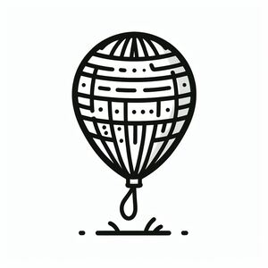 A black and white drawing of a hot air balloon 2