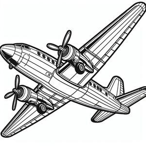 A black and white drawing of an airplane