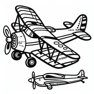 A drawing of a small airplane flying in the sky