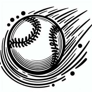 A black and white drawing of a baseball 4