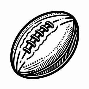 A black and white drawing of a football 4