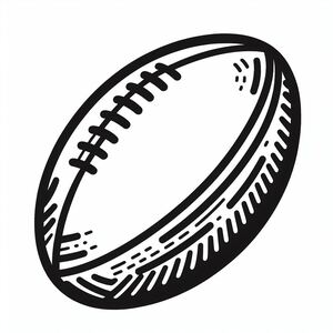 A black and white drawing of a football