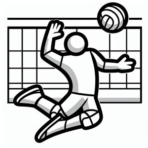A volleyball player hitting the ball with his racket