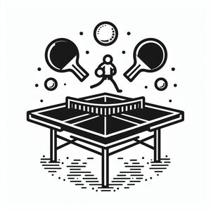 A black and white drawing of a ping pong table 4