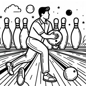 A black and white image of a man bowling