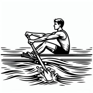 Một người đàn ông cưỡi thuyền trên mặt nước