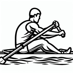 A man rowing a boat with a paddle