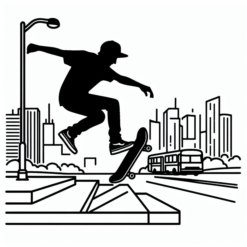 A skateboarder is doing a trick in the air