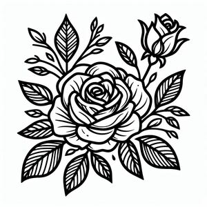 Một bản vẽ đen trắng của một bông hồng 4