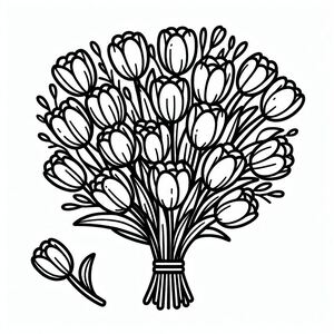 A black and white drawing of a bouquet of flowers 3