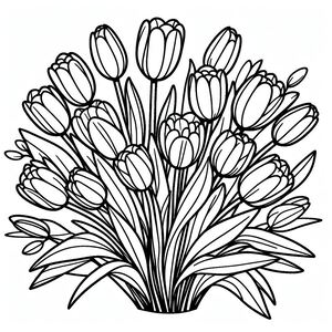 A black and white drawing of a bouquet of flowers 4
