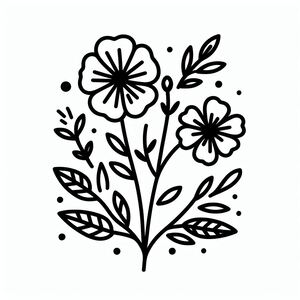 A black and white drawing of flowers 6