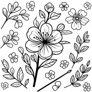 A black and white drawing of flowers 8