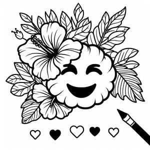 Một bông hoa với trái tim và một cây bút chì