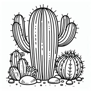 A black and white drawing of a cactus 4