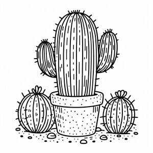 A cactus in a pot with three cacti