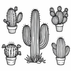 A line drawing of a cactus