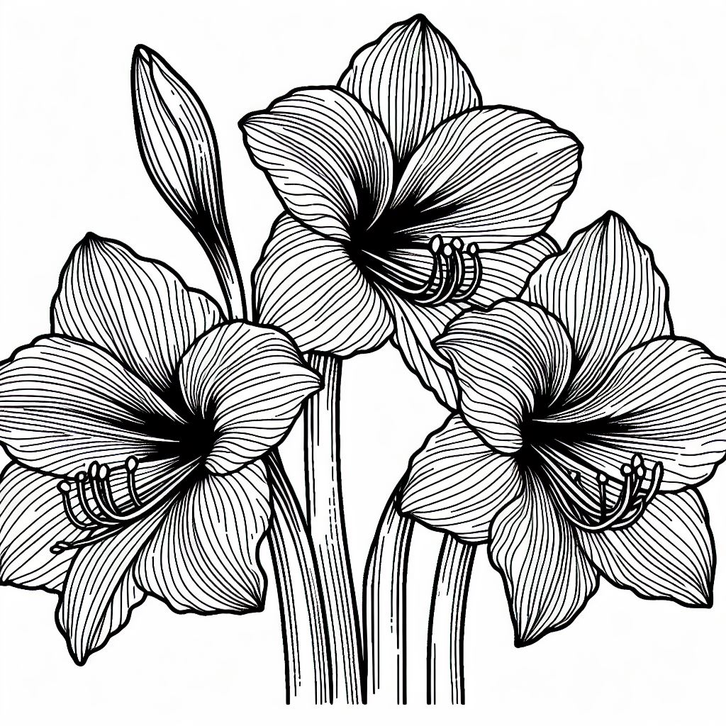 A black and white drawing of three flowers