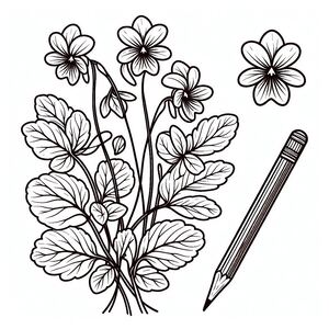 A drawing of flowers and a pencil