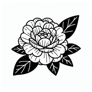 A black and white drawing of a flower 3