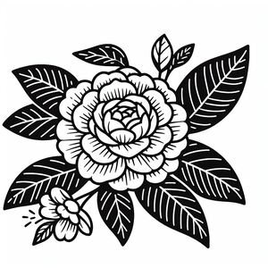 A black and white drawing of a flower 4