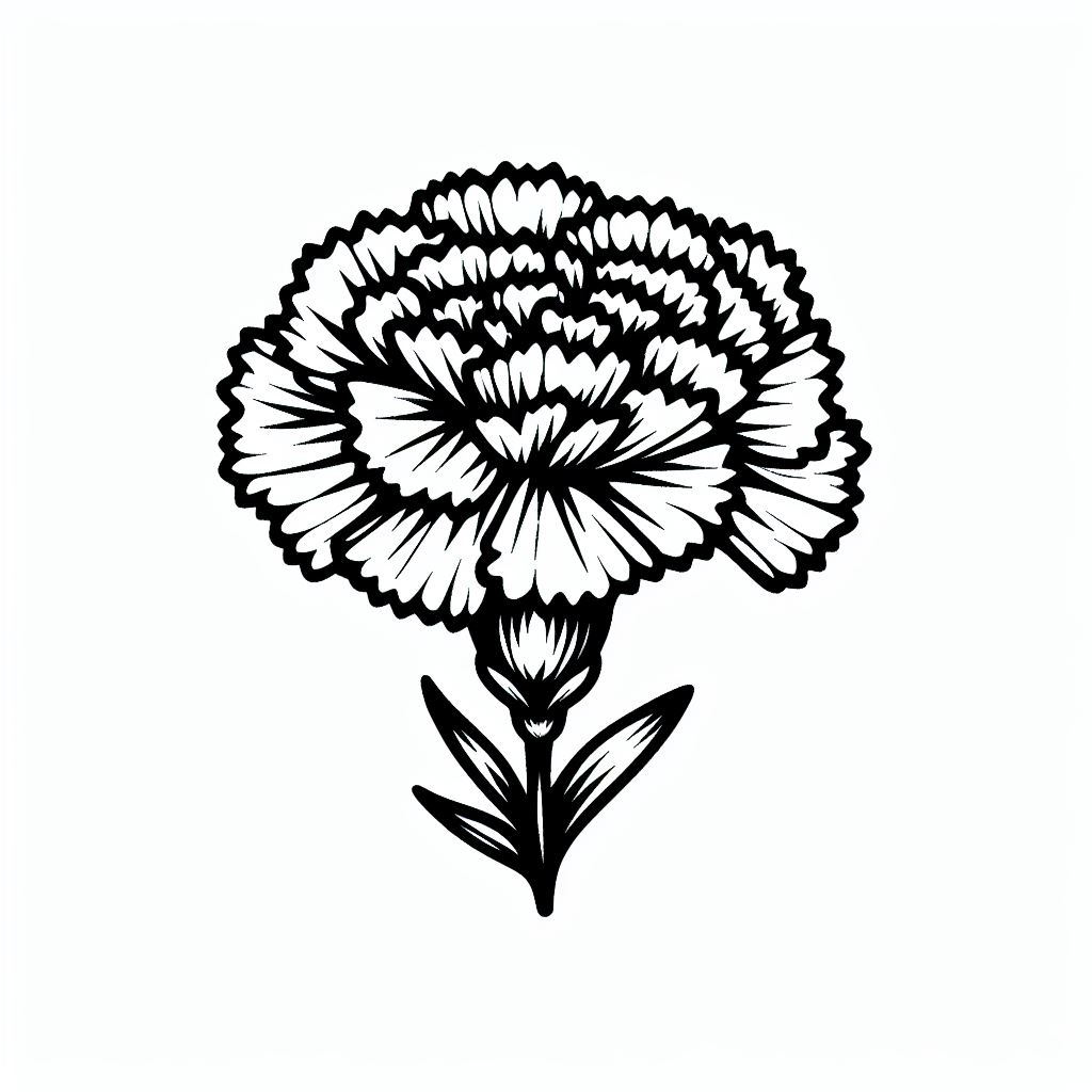 A black and white drawing of a flower