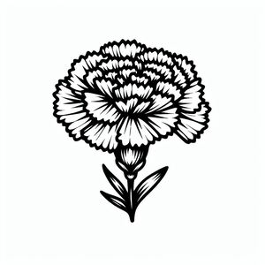 A black and white drawing of a flower