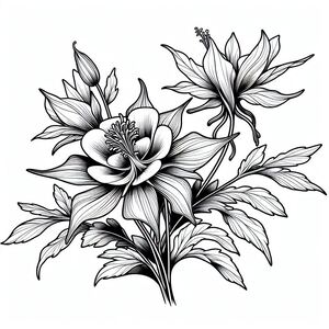 A black and white drawing of a flower 4