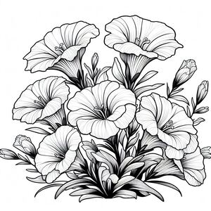 A black and white drawing of flowers 3