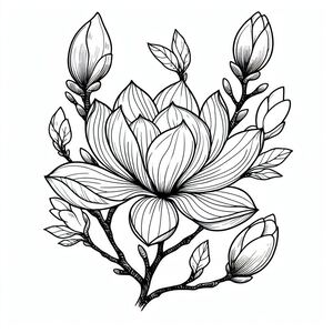 A black and white drawing of a flower 2