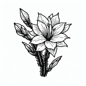 A black and white drawing of a flower 2