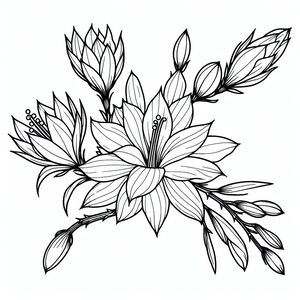 A black and white drawing of a flower 3