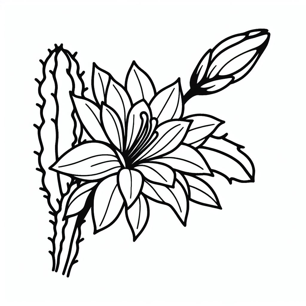 A black and white drawing of a flower