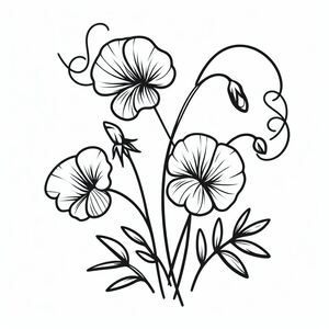 A black and white drawing of flowers 3