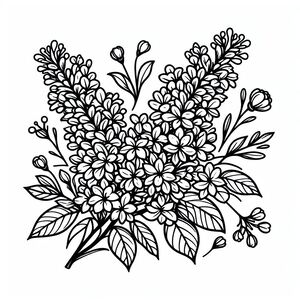 A black and white drawing of a bouquet of flowers