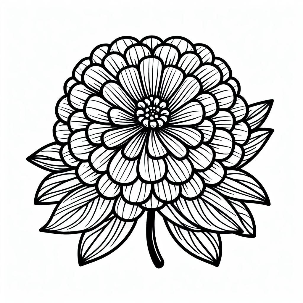 A black and white drawing of a flower