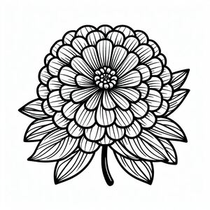 A black and white drawing of a flower