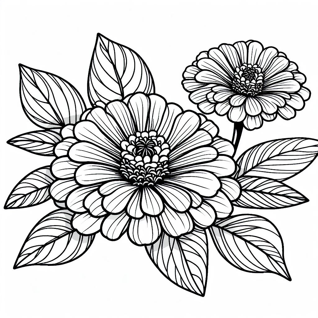 A black and white flower with leaves